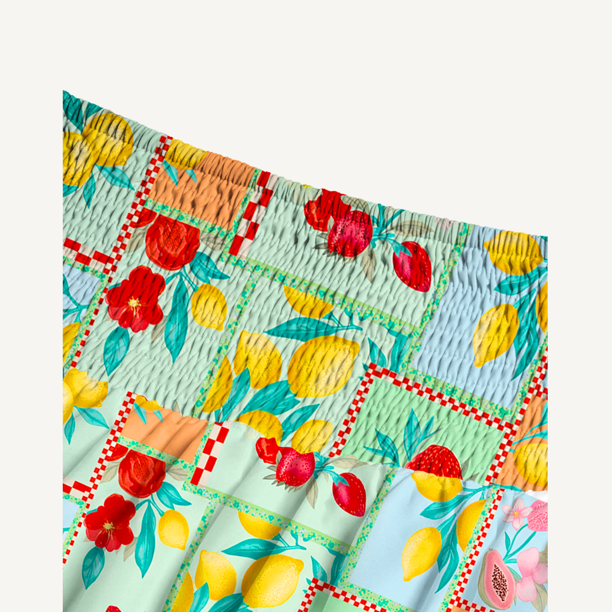 Fruit Party Vacation Print Maxi Skirt & Strapless Dress  