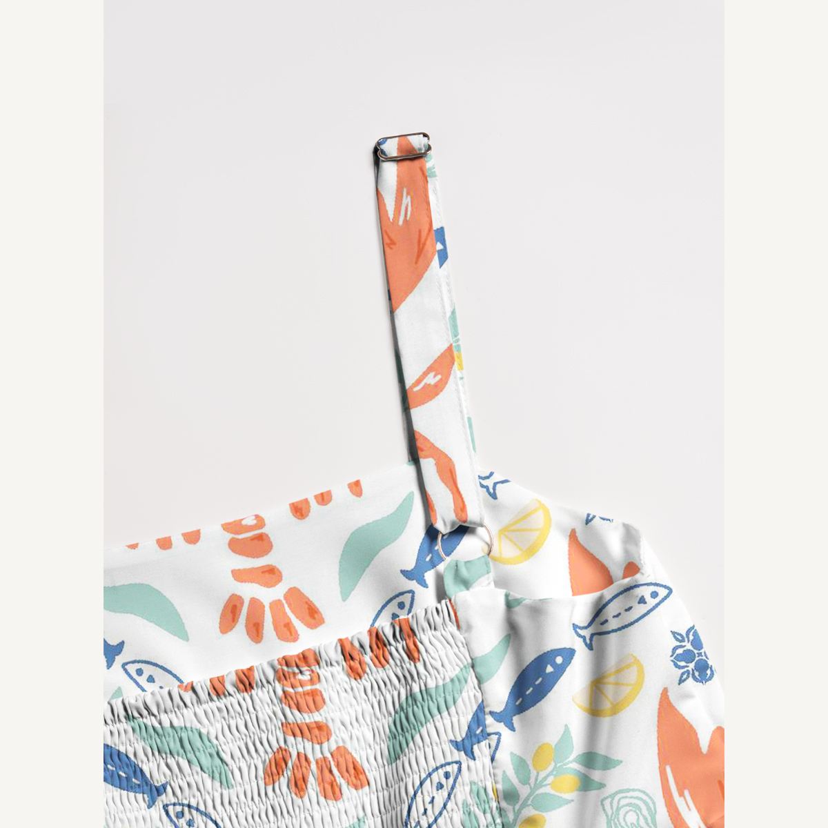 Lobster Print Coastal Sea Life Strap Maxi Dress With Pockets