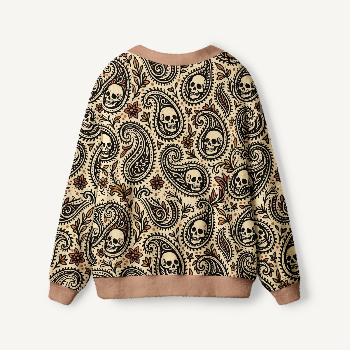 Boho Skull Paisley Print Cardigan Sweaters