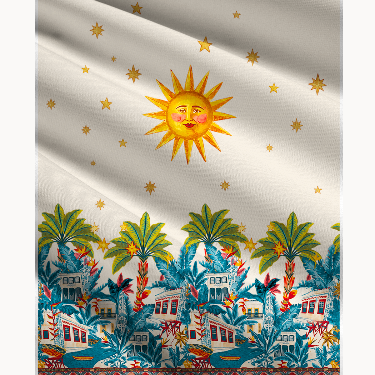 Retro Sun & Palm Maxi Skirt & Strapless Dress  
