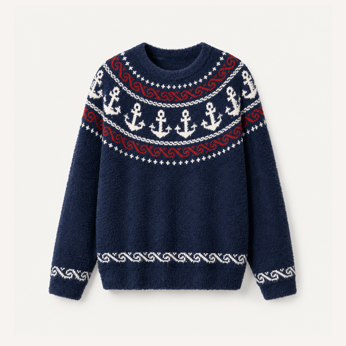 Anchor Atlantic in Navy Fuzzy Crewneck Sweater