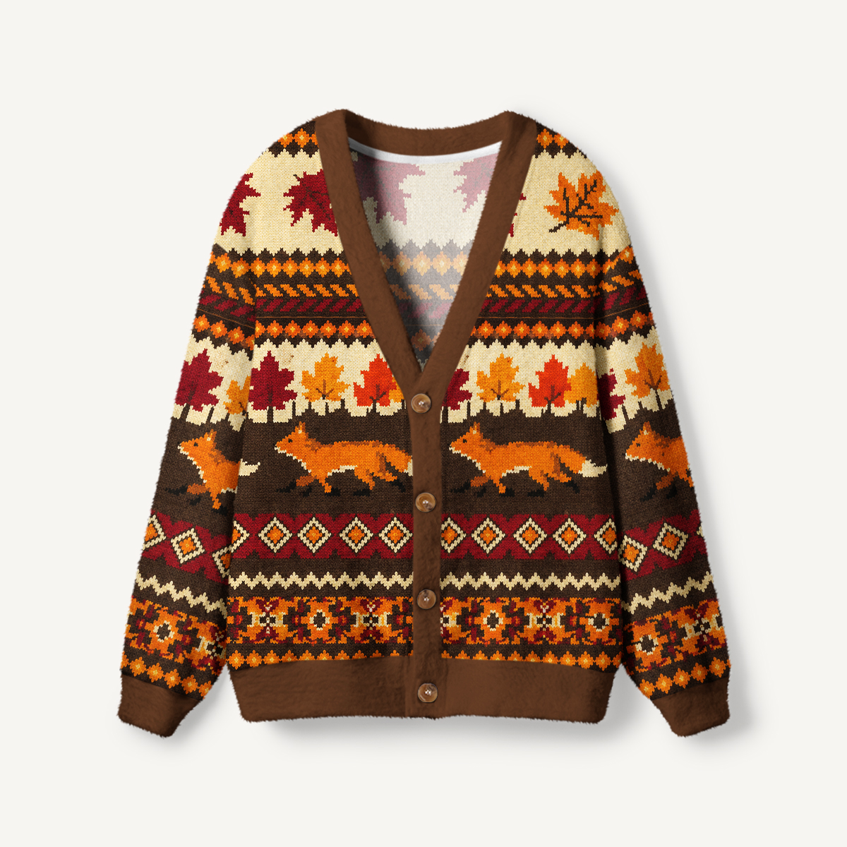 Fox Woodland Autumn Cardigan Sweaters