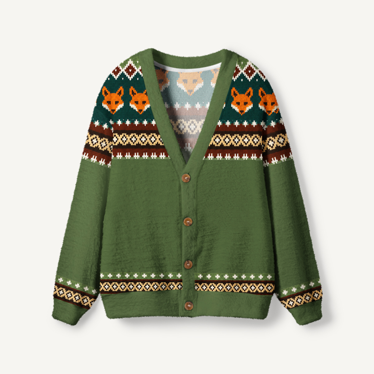 Forest Fox Floral Cardigan Sweaters