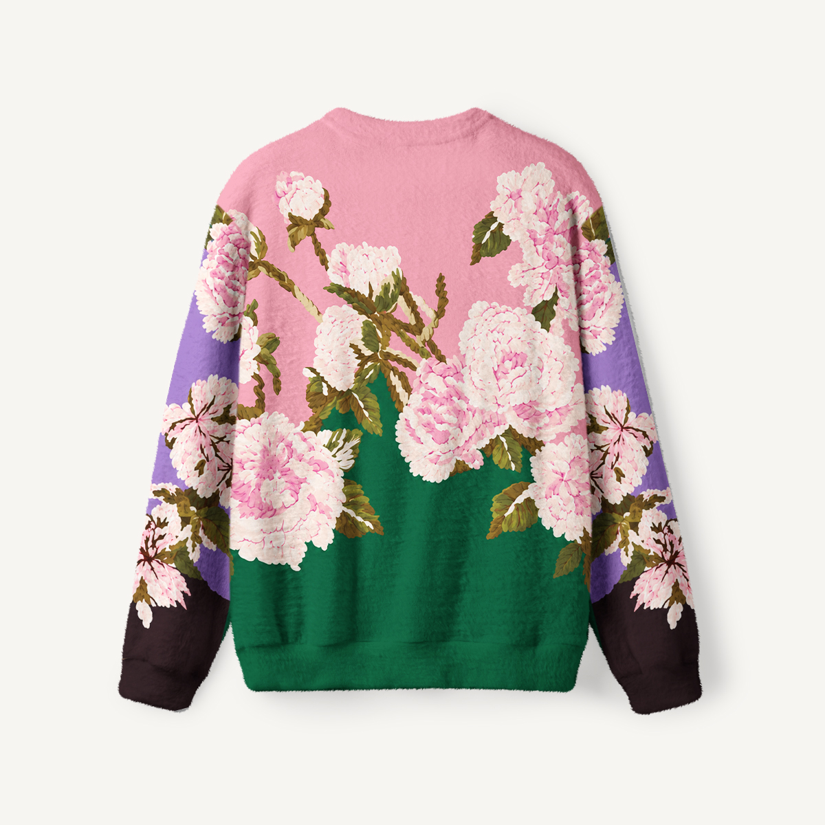 Blush Peony Garden Colorblock Crewneck Sweater