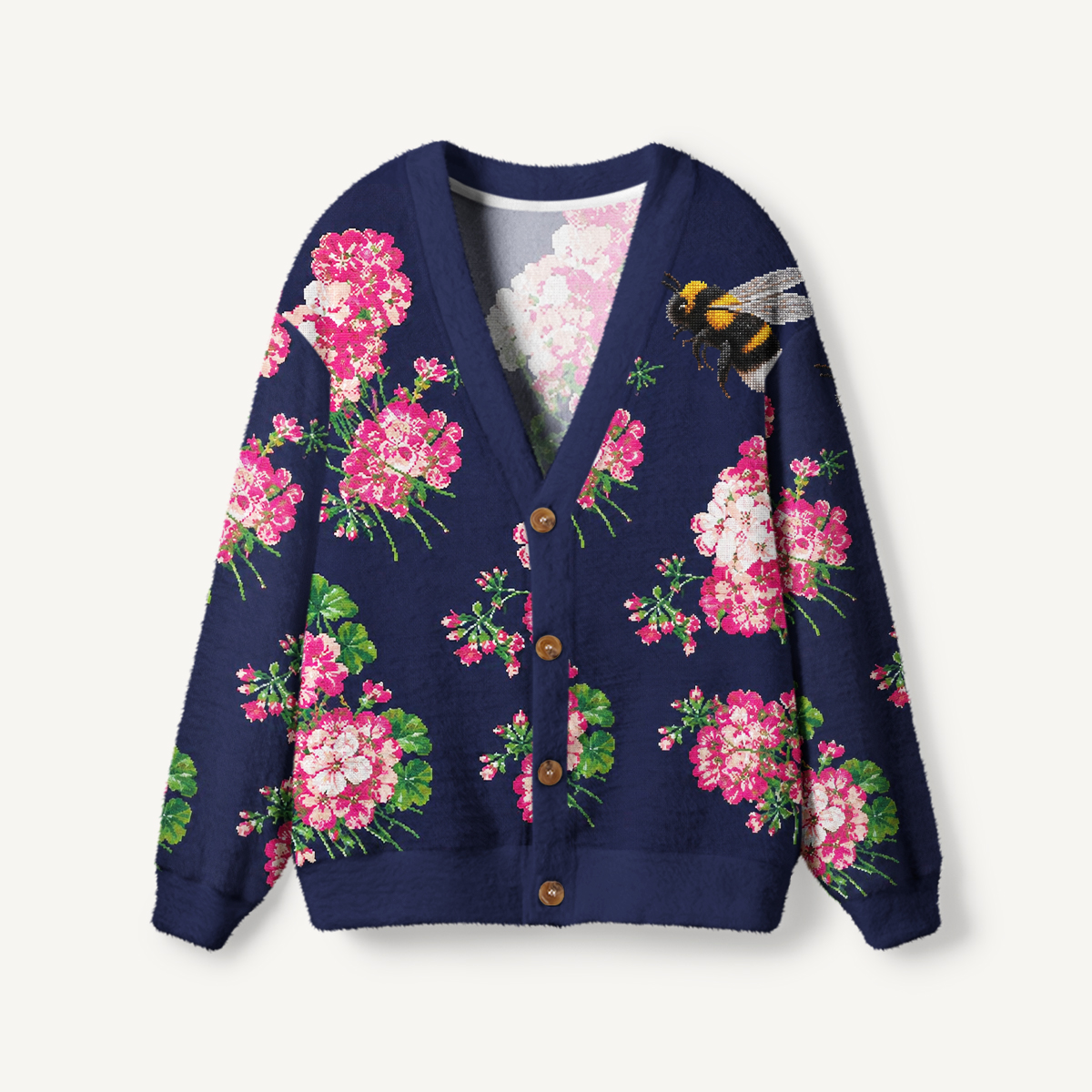 Bumblebee & Geranium Garden Cardigan Sweaters