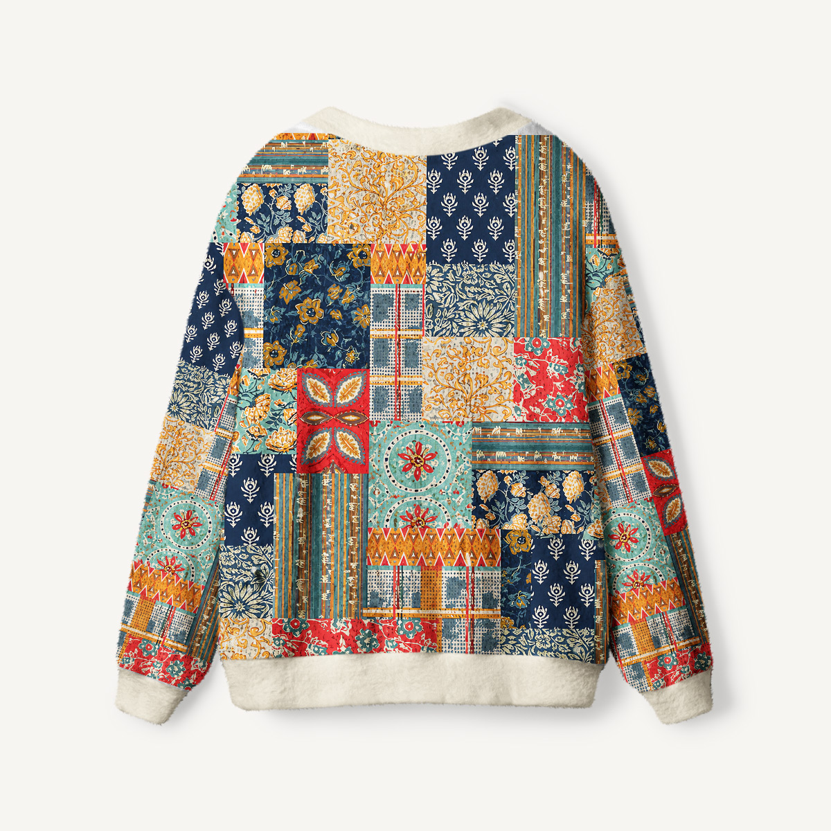 Boho Patchwork Floral & Geometric Cardigan Sweaters