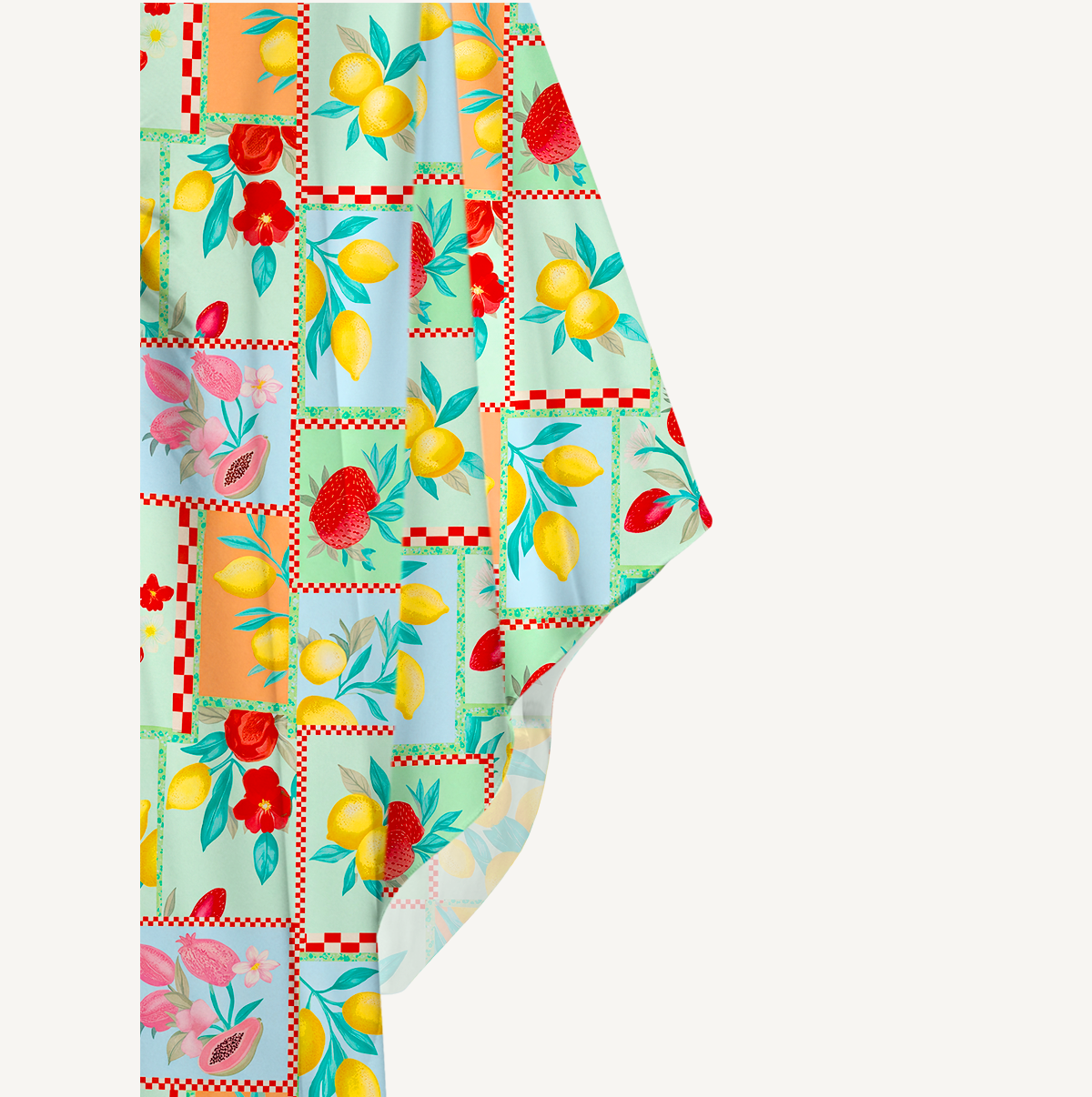 Fruit Party Vacation Kimono Sleeve Kaftan Dress