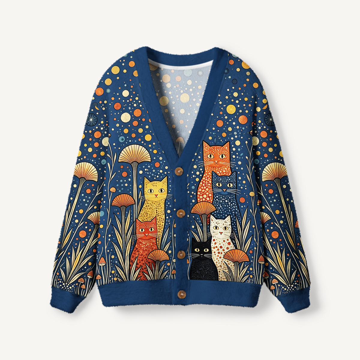 Dotty Moonlit Cats Cardigan Sweaters