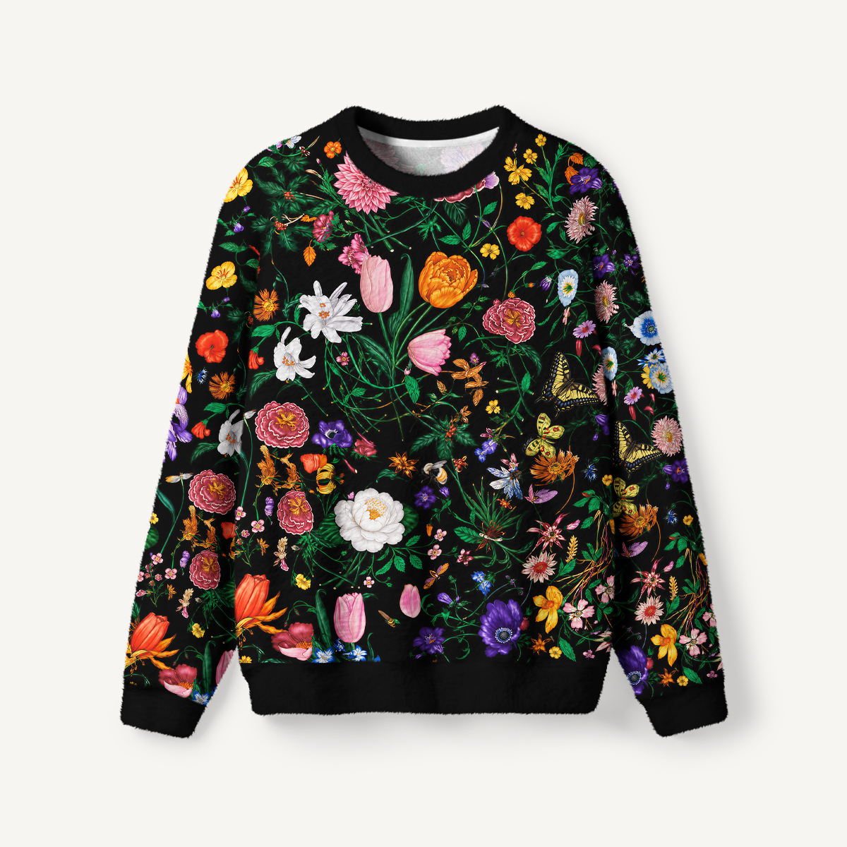Midnight Wildflower & Butterfly Crewneck Sweater