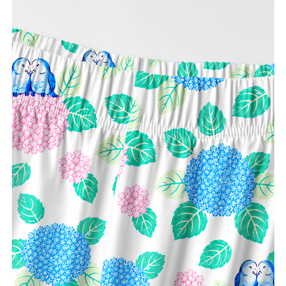 Hydrangea & Blue Bird Garden Long Sleeves Pajama Sets