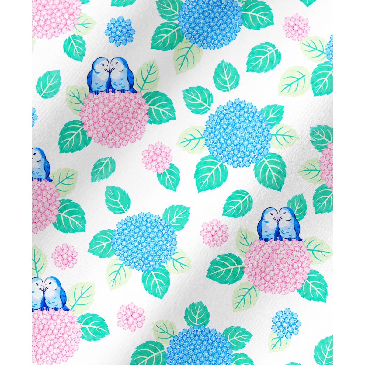 Hydrangea & Blue Bird Garden Long Sleeves Pajama Sets