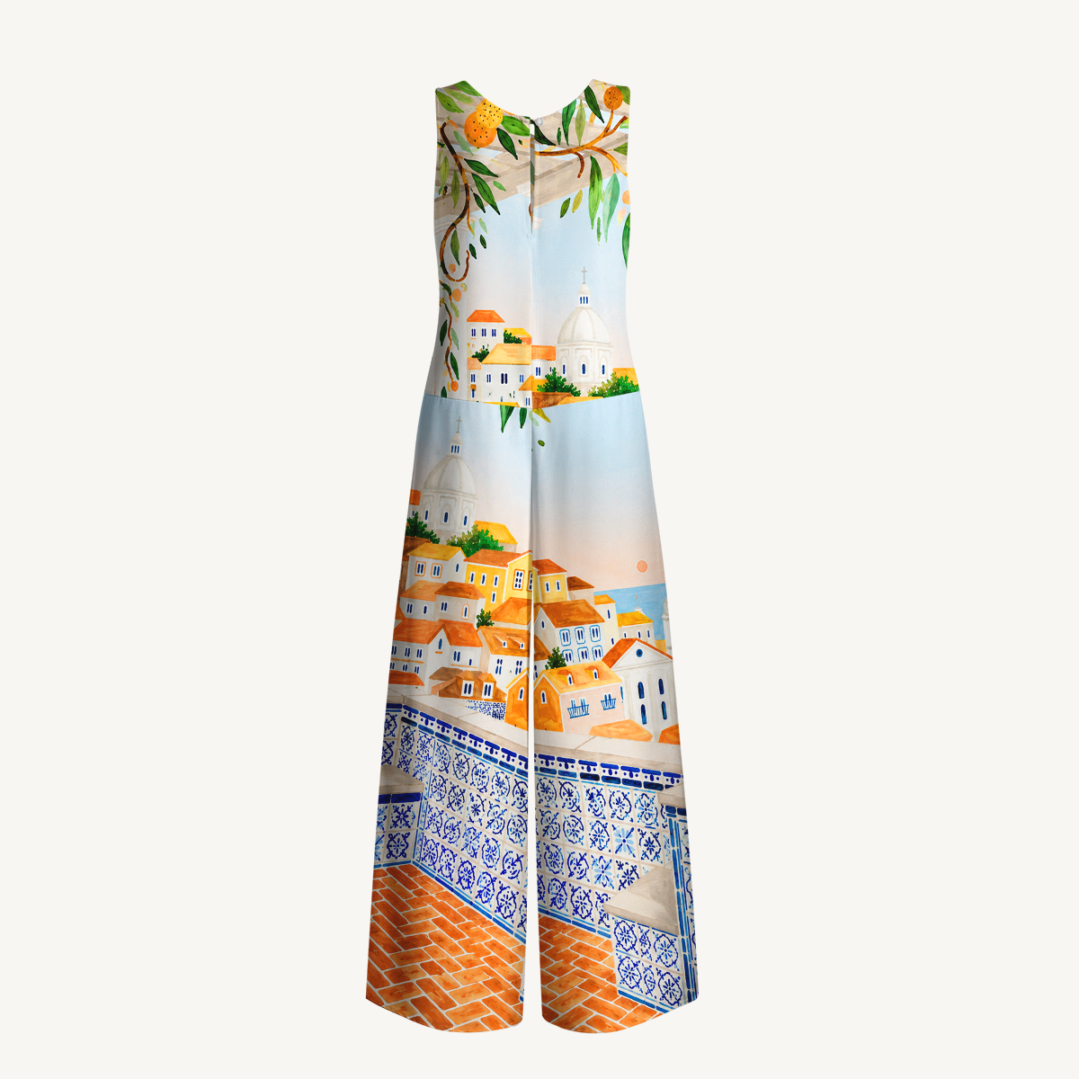 Lisbon Cityscape Jumpsuit with Pockets for Women
