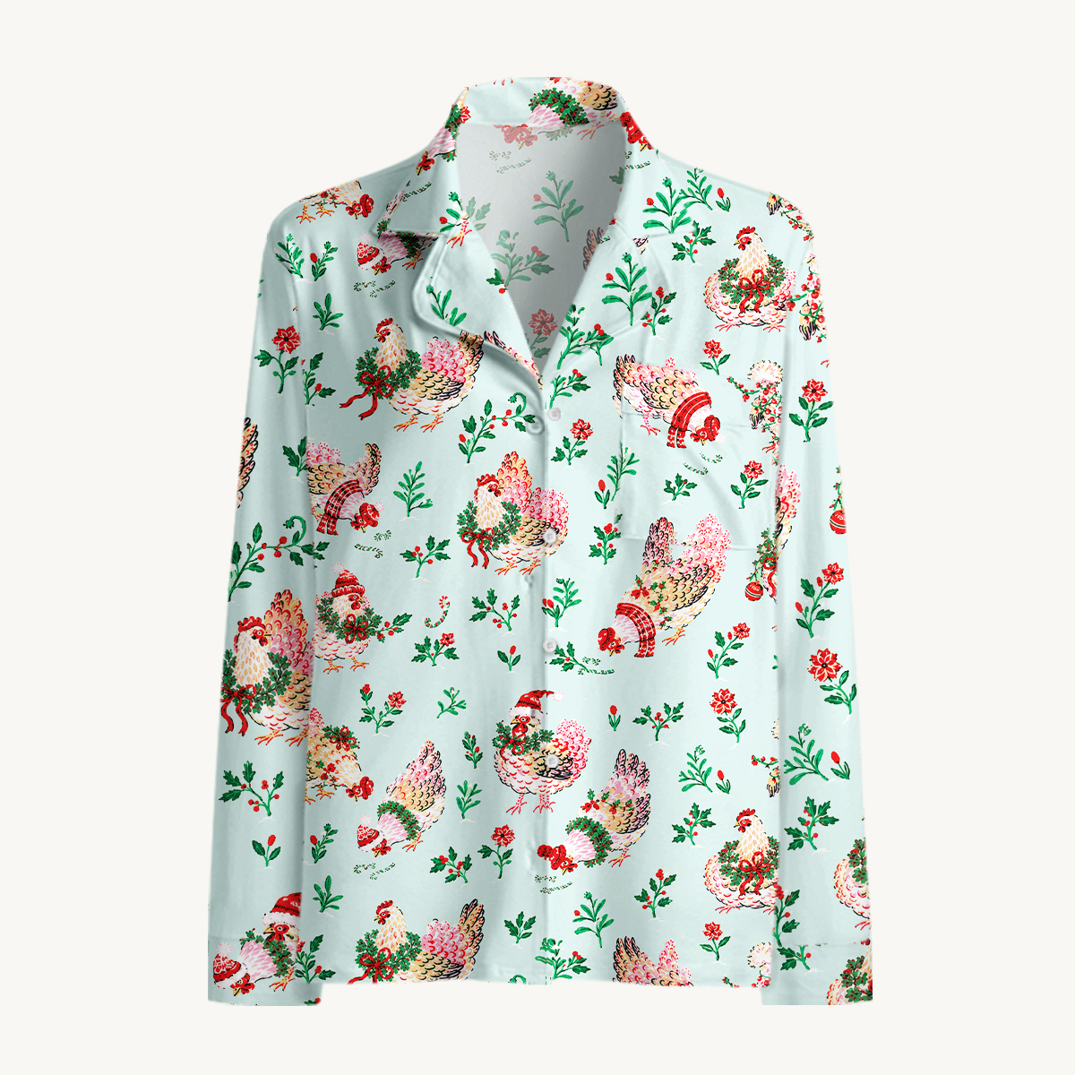 Christmas Chicken & Holly Long Sleeves Pajama Sets