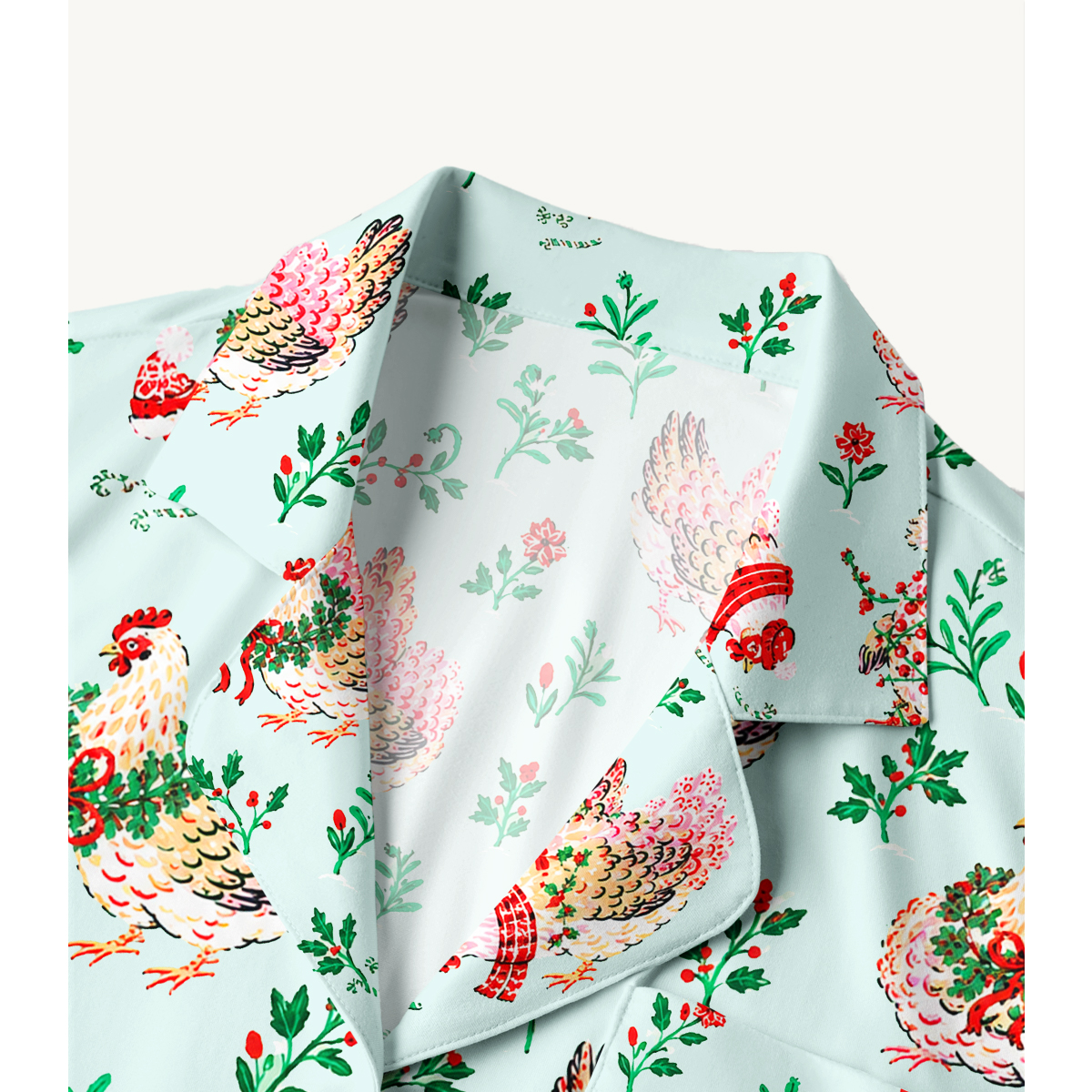 Christmas Chicken & Holly Long Sleeves Pajama Sets