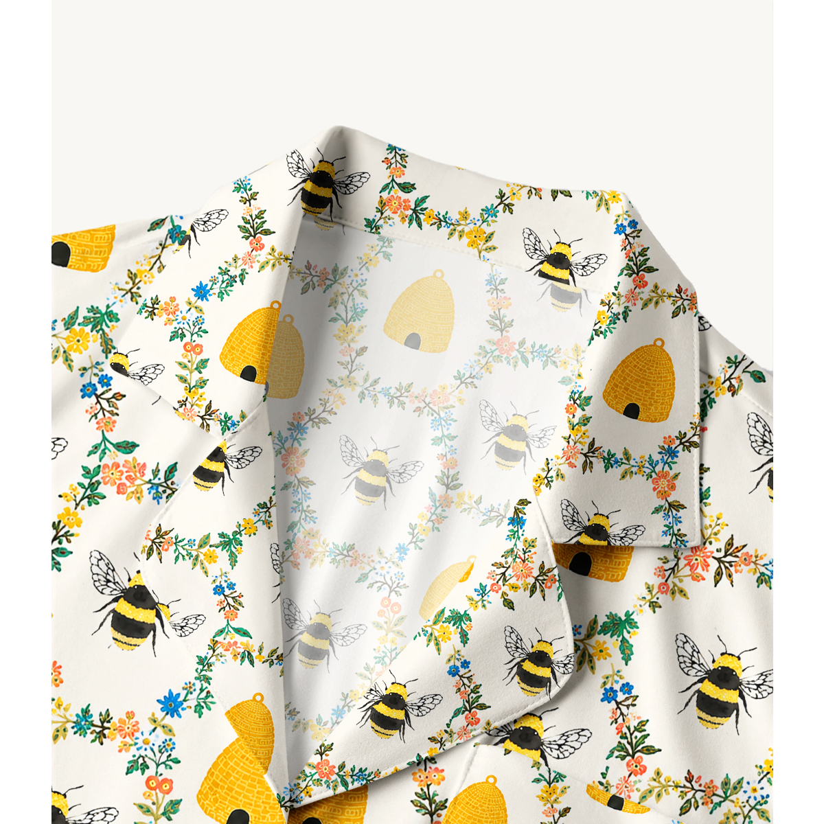 Bumblebee & Beehive Floral Garden Long Sleeves Pajama Sets