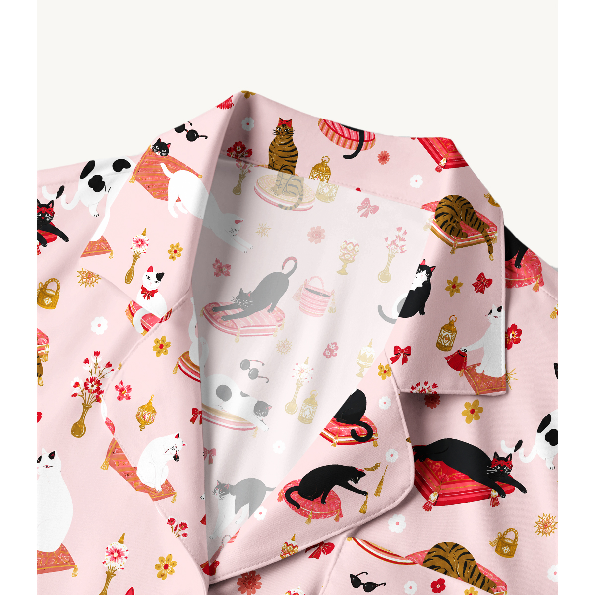 Whimsical Cat Lounge Long Sleeves Pajama Sets