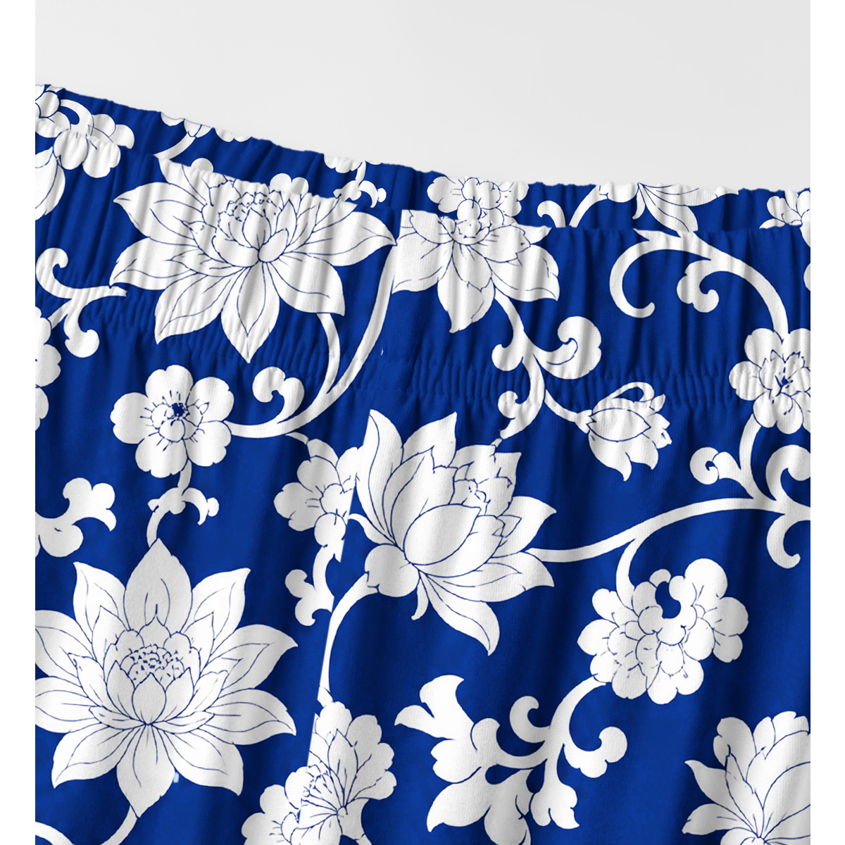 Blue & White Porcelain Floral Long Sleeves Pajama Sets