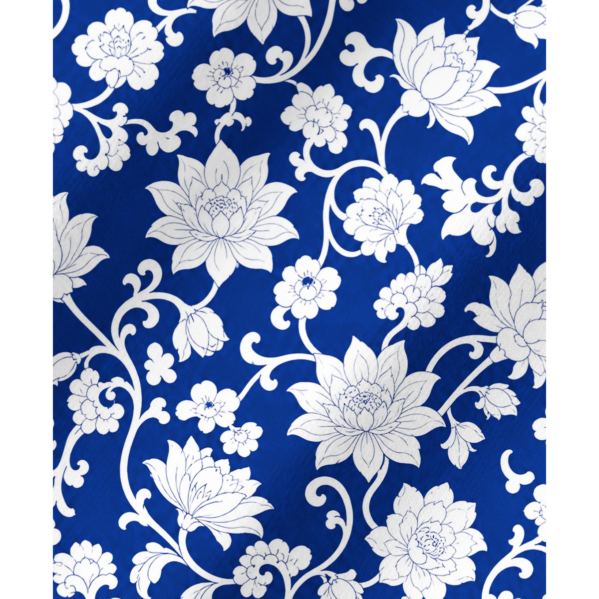 Blue & White Porcelain Floral Long Sleeves Pajama Sets