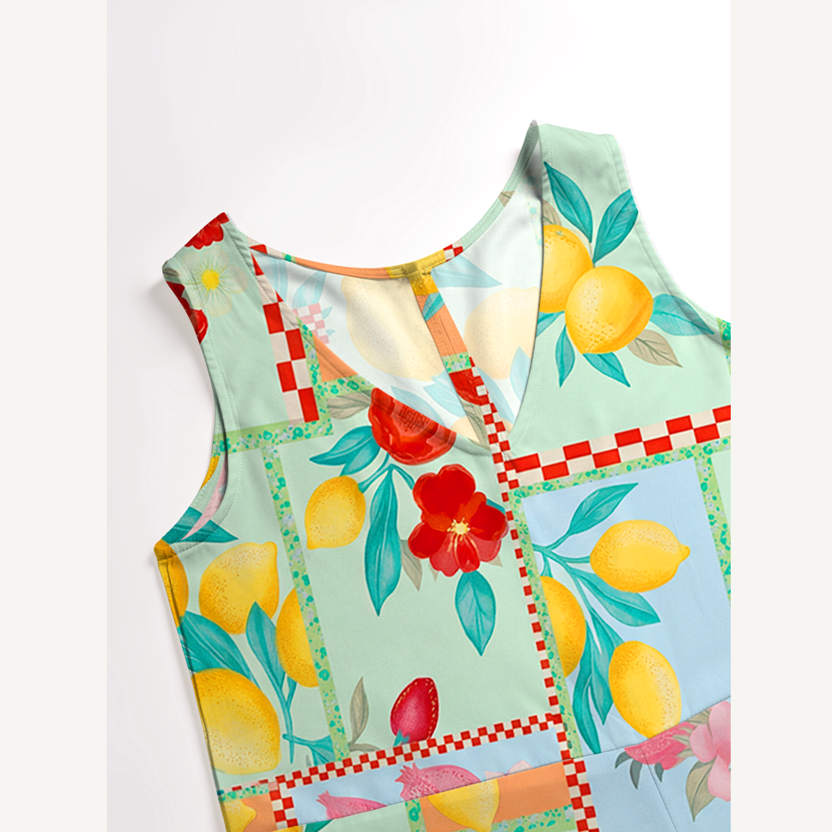 Fruit Party Vacation Jumpsuit with Pockets for Women