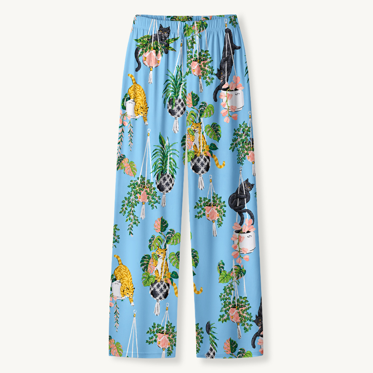 Cats & Hanging Houseplants Long Sleeves Pajama Sets