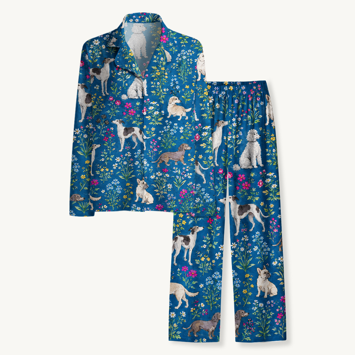 Dogs & Wildflowers Long Sleeves Pajama Sets