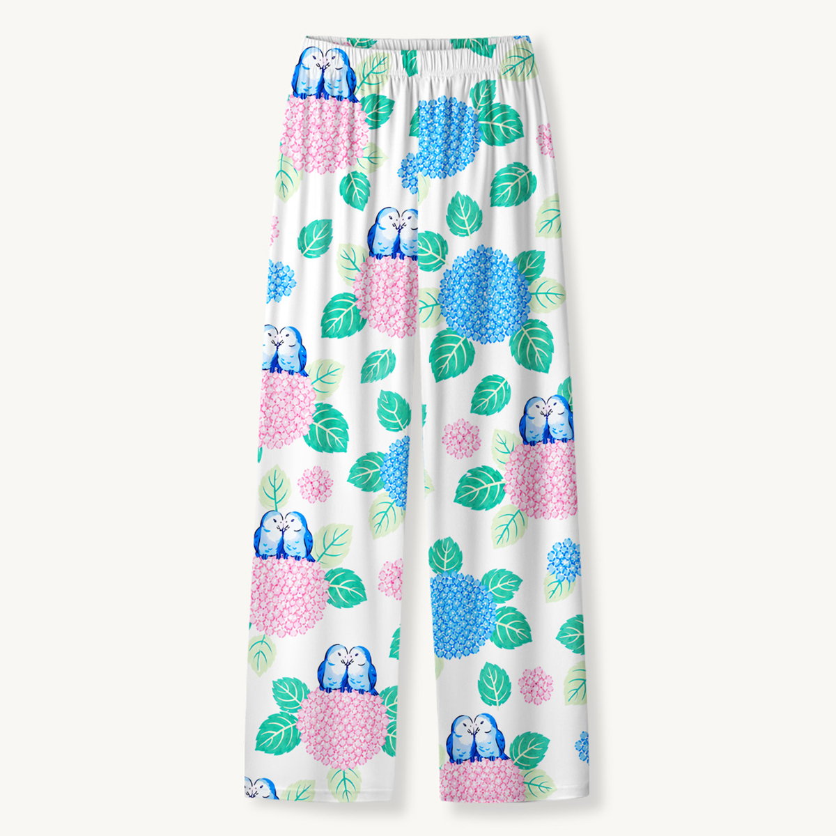 Hydrangea & Blue Bird Garden Long Sleeves Pajama Sets