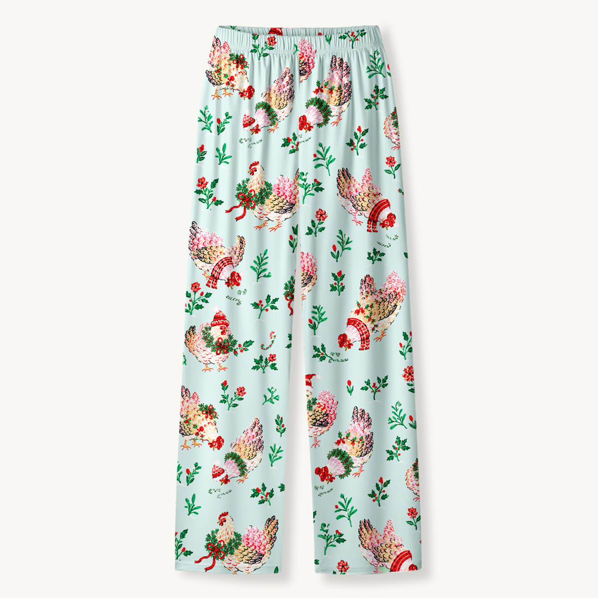 Christmas Chicken & Holly Long Sleeves Pajama Sets