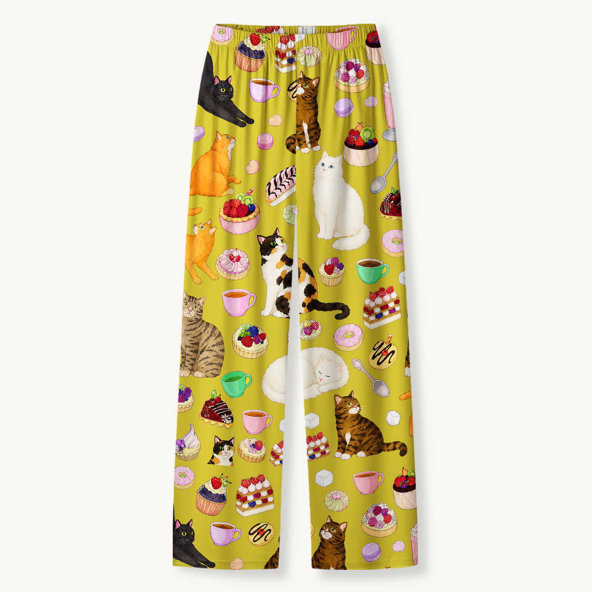 Playful Tea Party Cat & Dessert Long Sleeves Pajama Sets