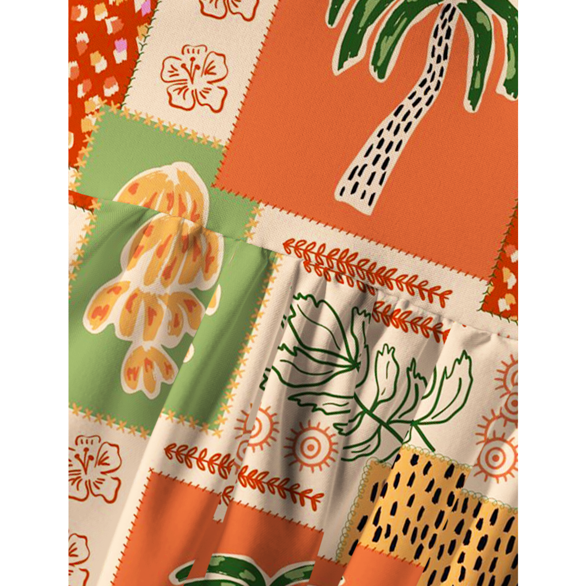 Boho Palm & Hibiscus Print Spaghetti Strap Mini Dress