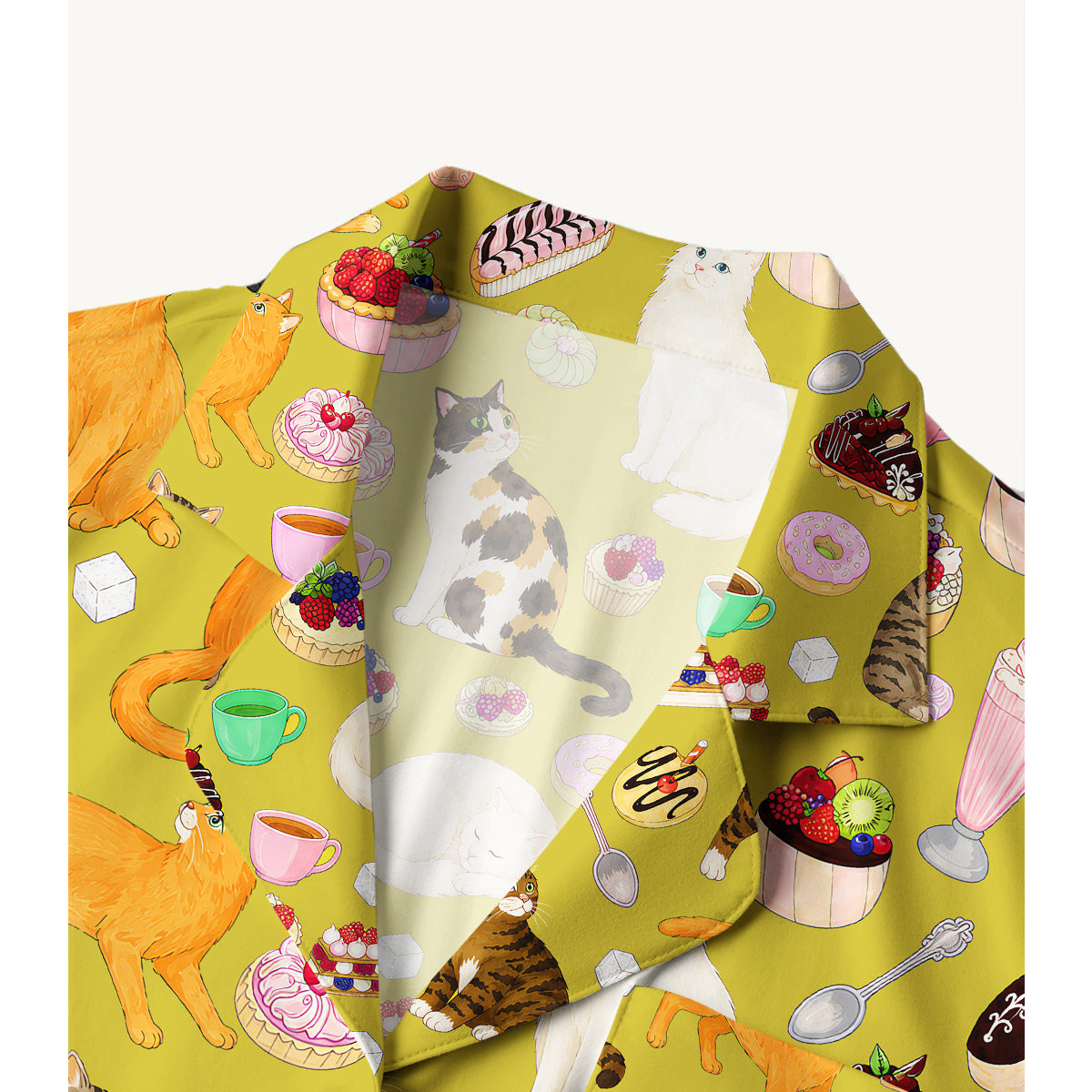 Playful Tea Party Cat & Dessert Long Sleeves Pajama Sets