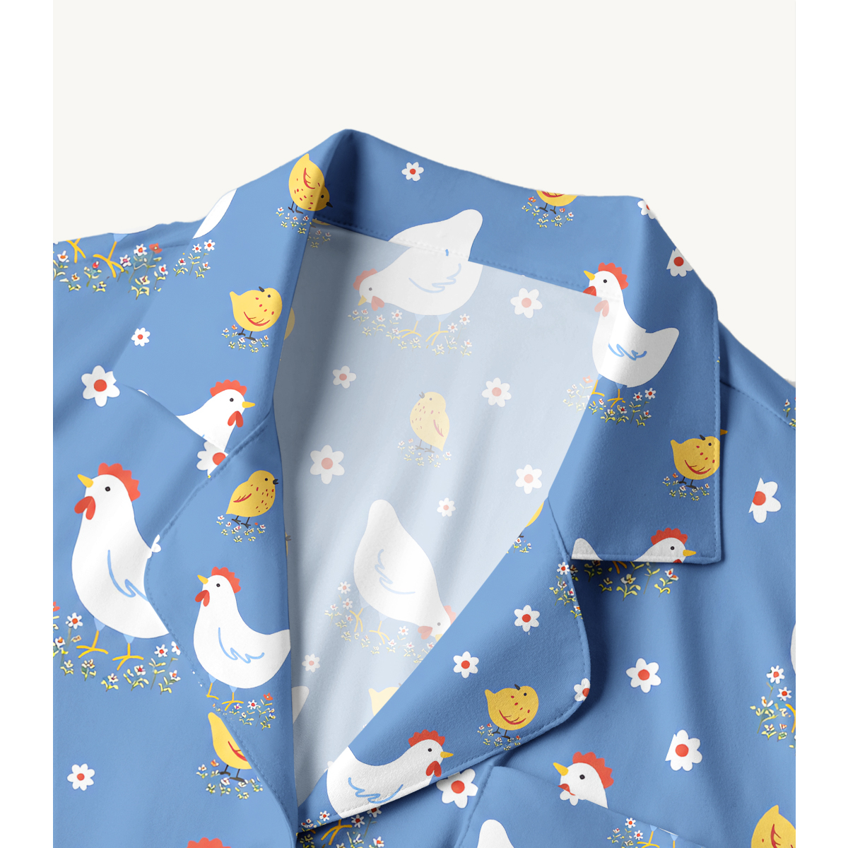 Cheerful Country Hen & Chick Floral Long Sleeves Pajama Sets