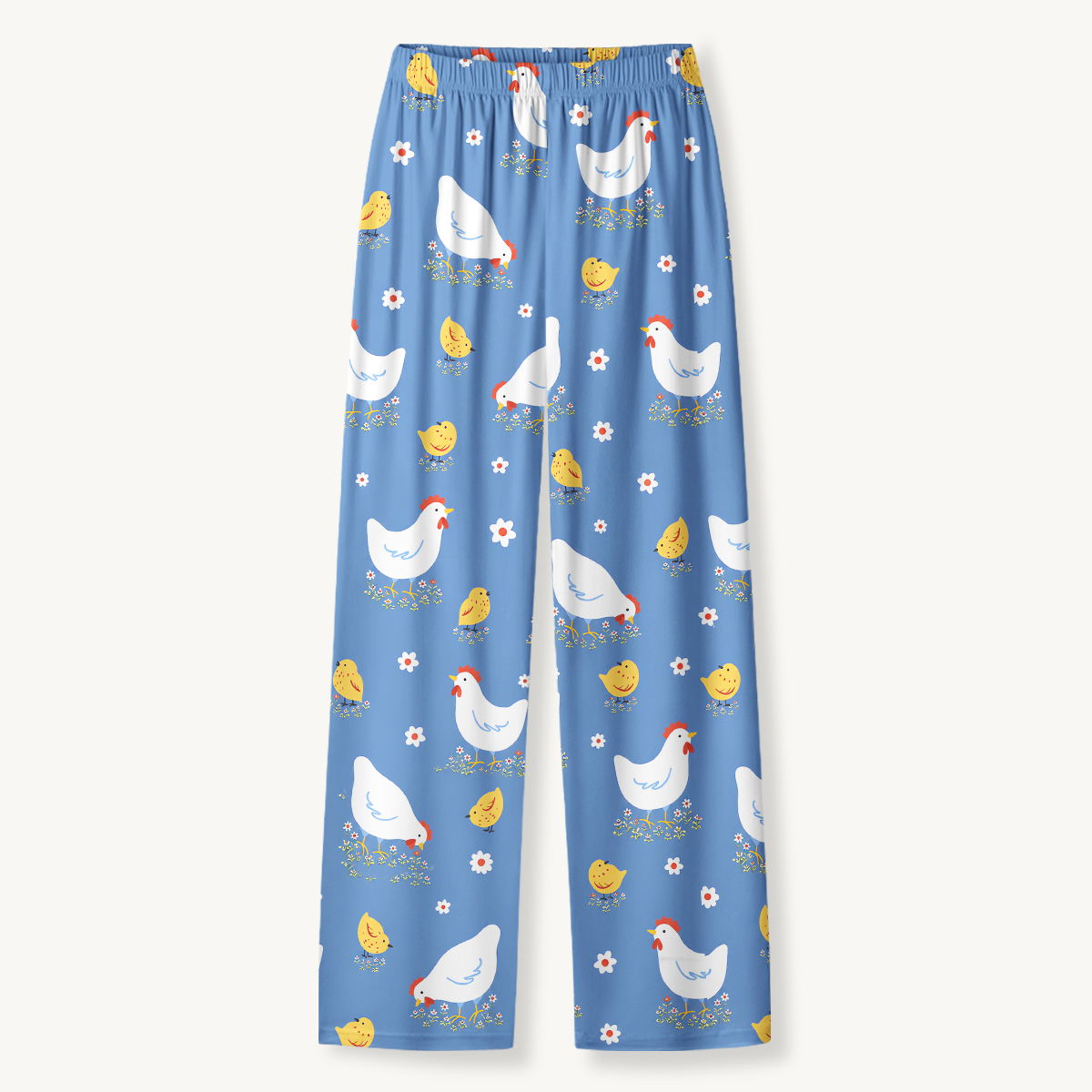 Cheerful Country Hen & Chick Floral Long Sleeves Pajama Sets