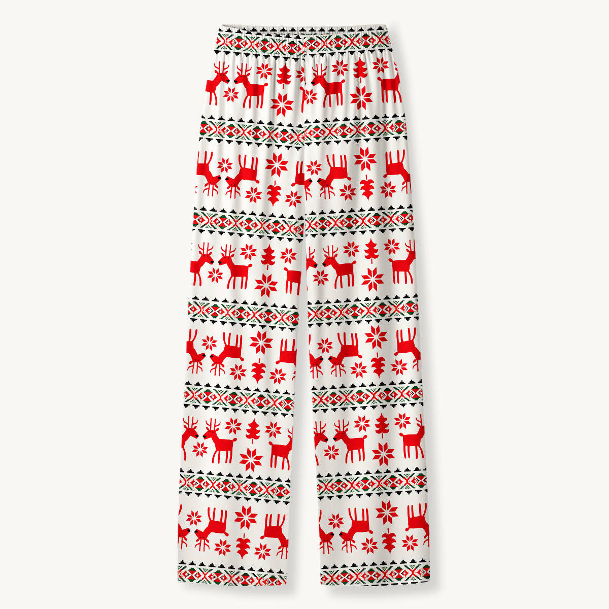 Festive Nordic Reindeer & Snowflake Long Sleeves Pajama Sets