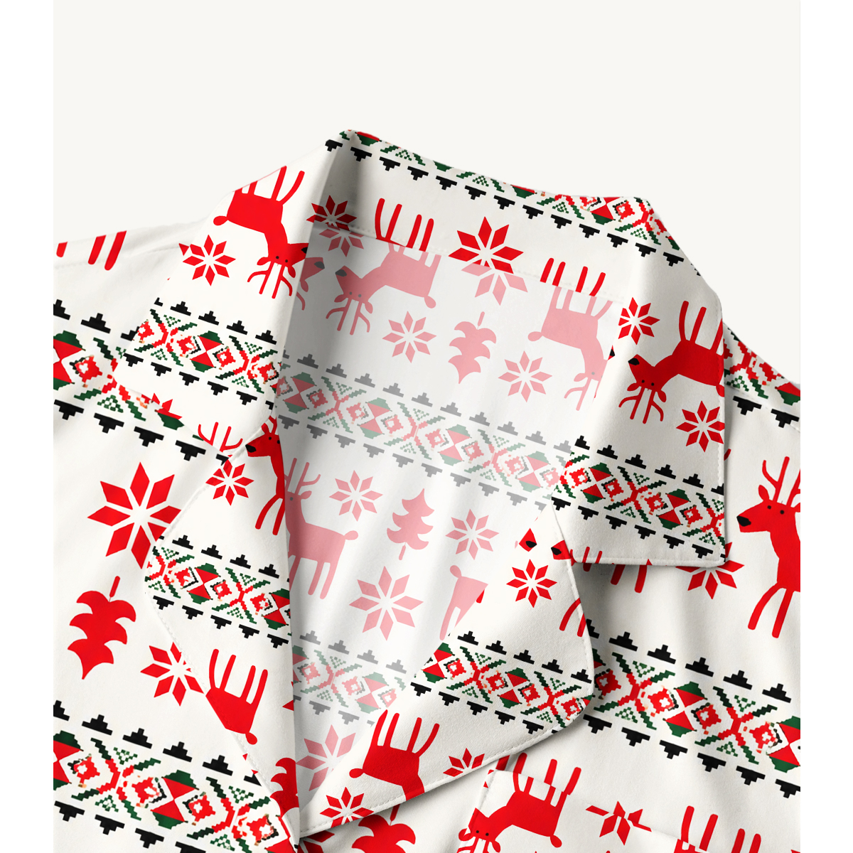Festive Nordic Reindeer & Snowflake Long Sleeves Pajama Sets