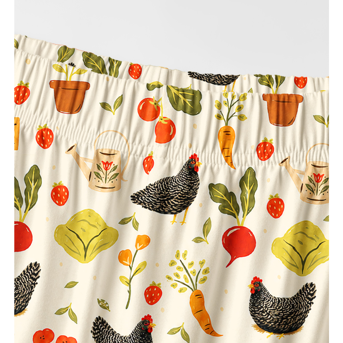 Charming Country Hen & Vegetable Long Sleeves Pajama Sets
