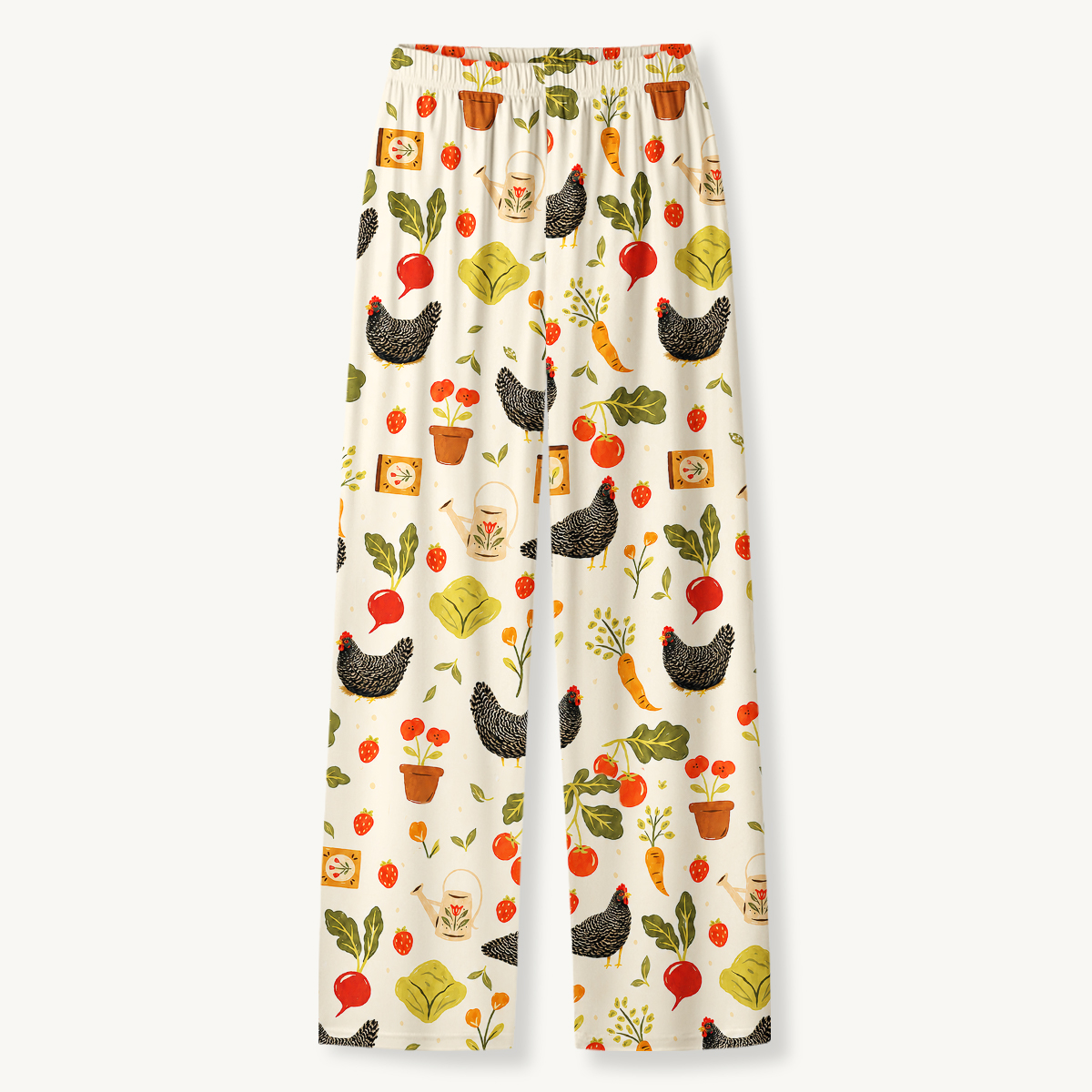 Charming Country Hen & Vegetable Long Sleeves Pajama Sets
