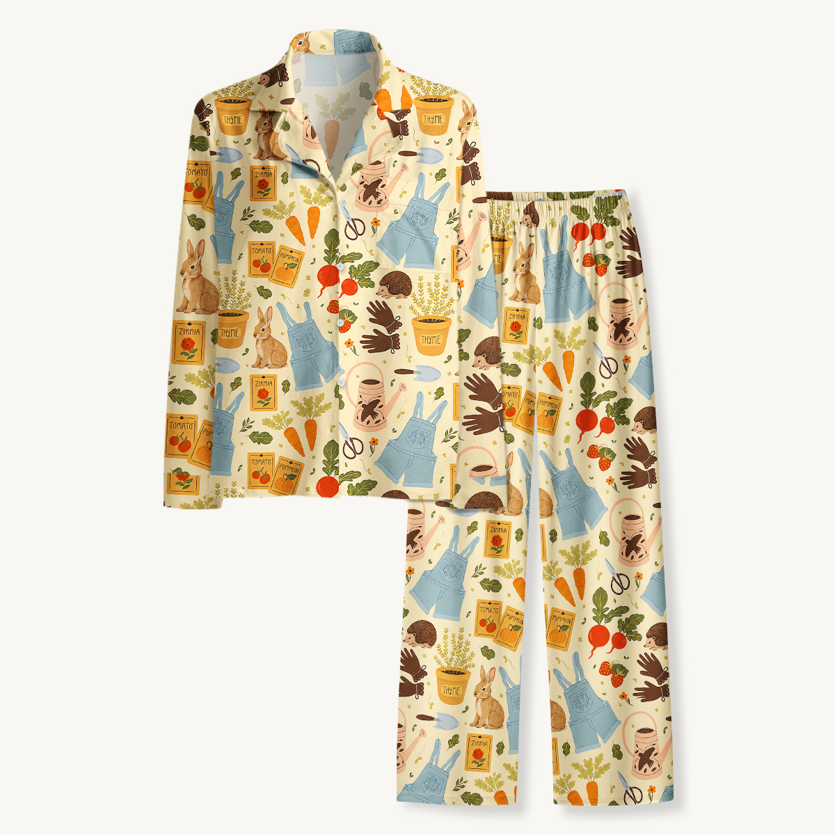 Cottage Garden Rabbit & Gardening Long Sleeves Pajama Sets