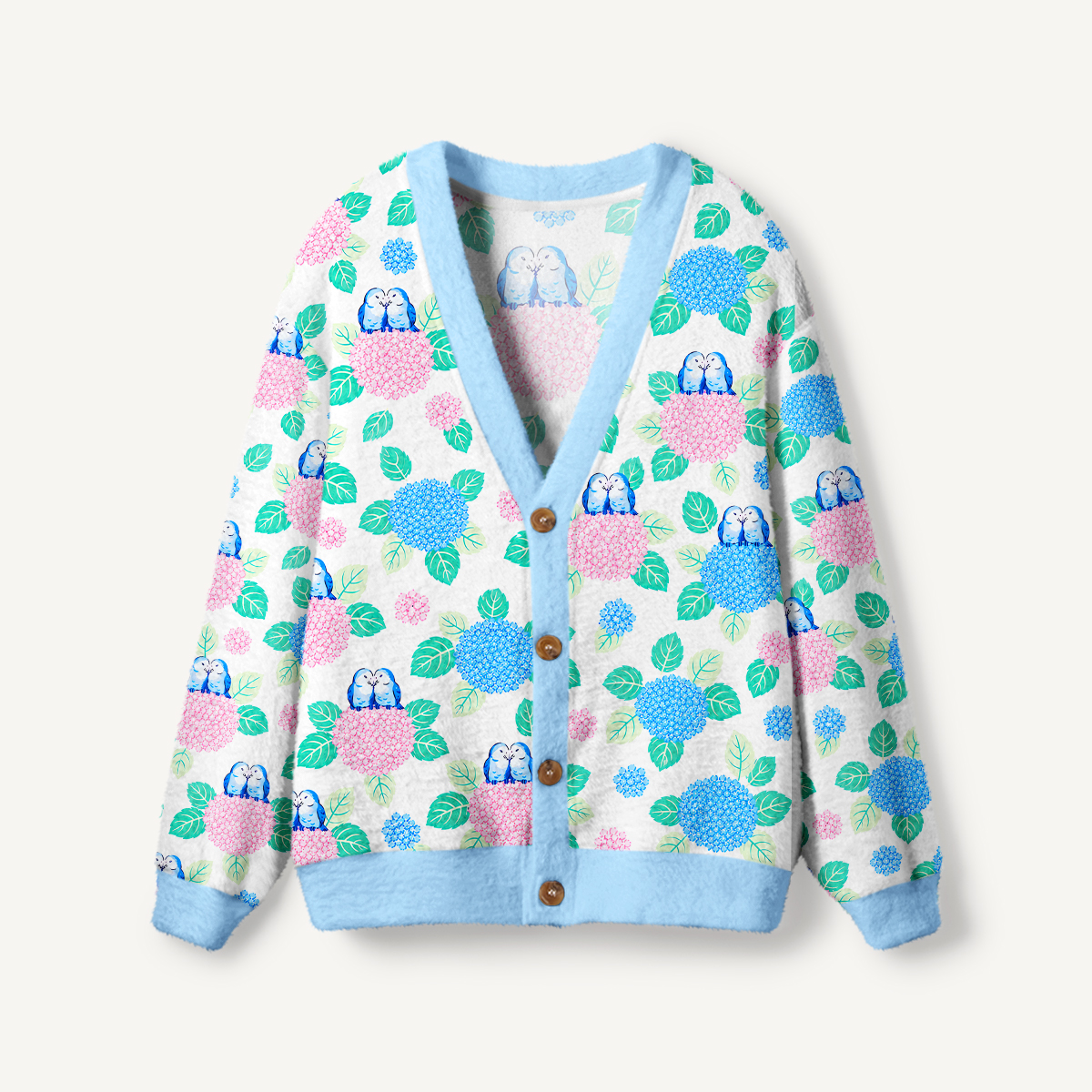 Hydrangea & Blue Bird Garden Cardigan Sweaters
