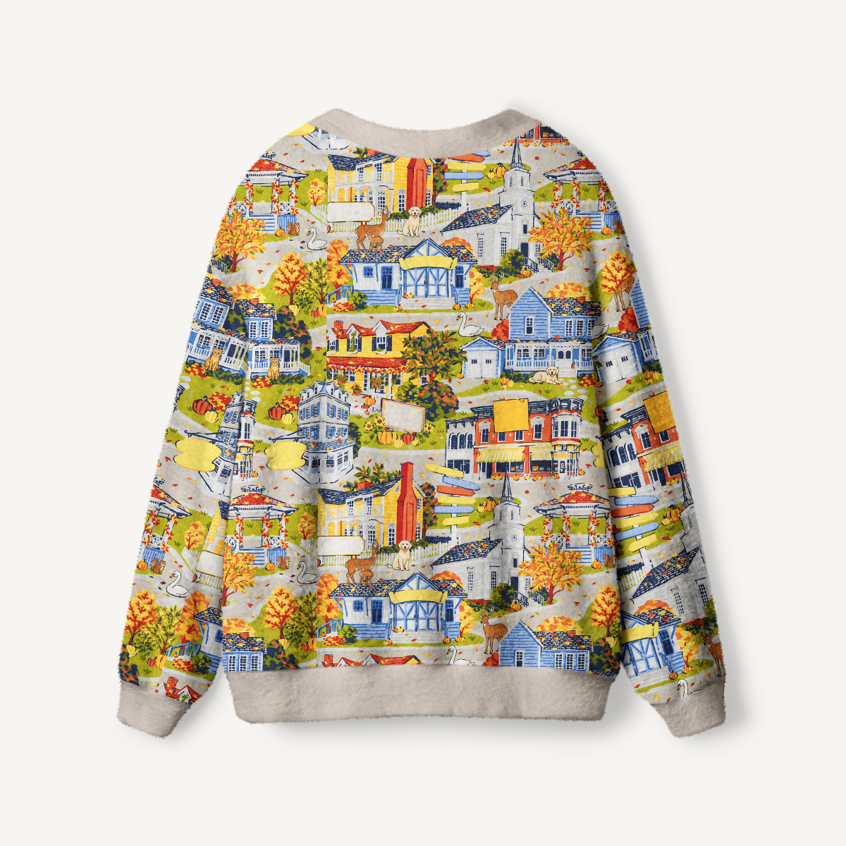 Autumn Village & Woodland Animals Cardigan Sweaters