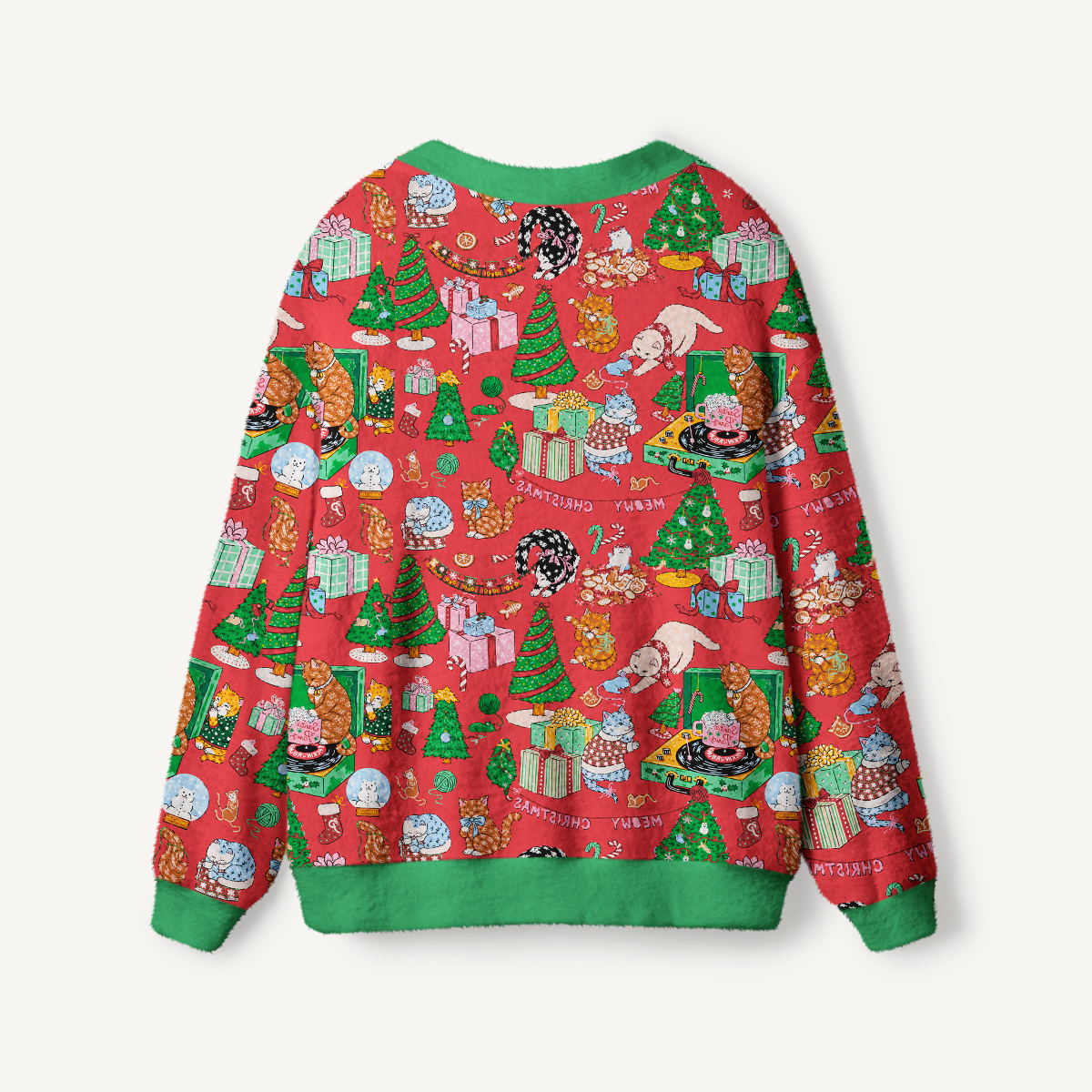 Festive Cats & Christmas Trees Cardigan Sweaters