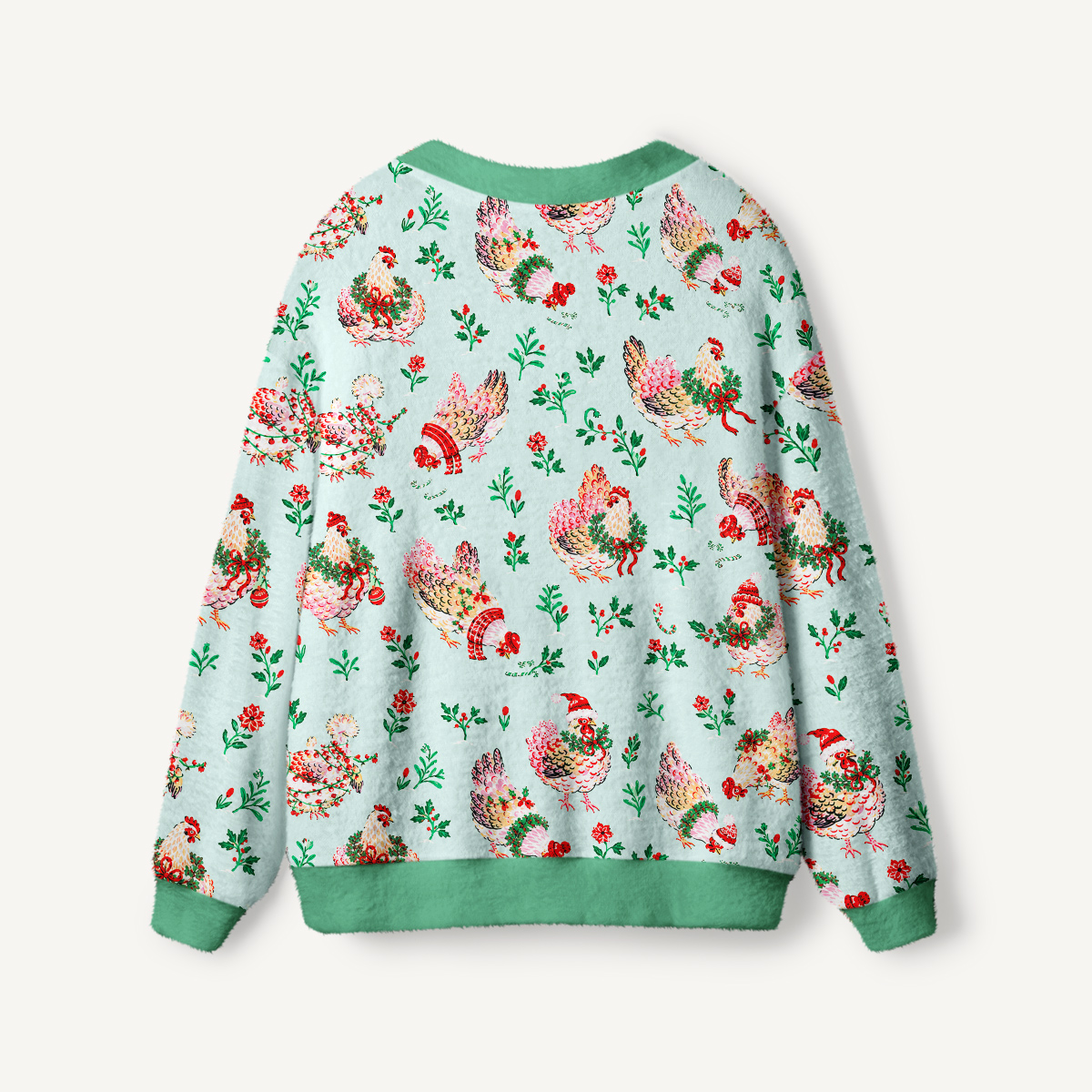 Christmas Chicken & Holly Cardigan Sweaters