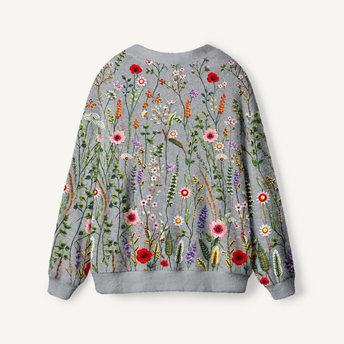 Cottage Garden Wildflower & Butterfly Cardigan Sweaters