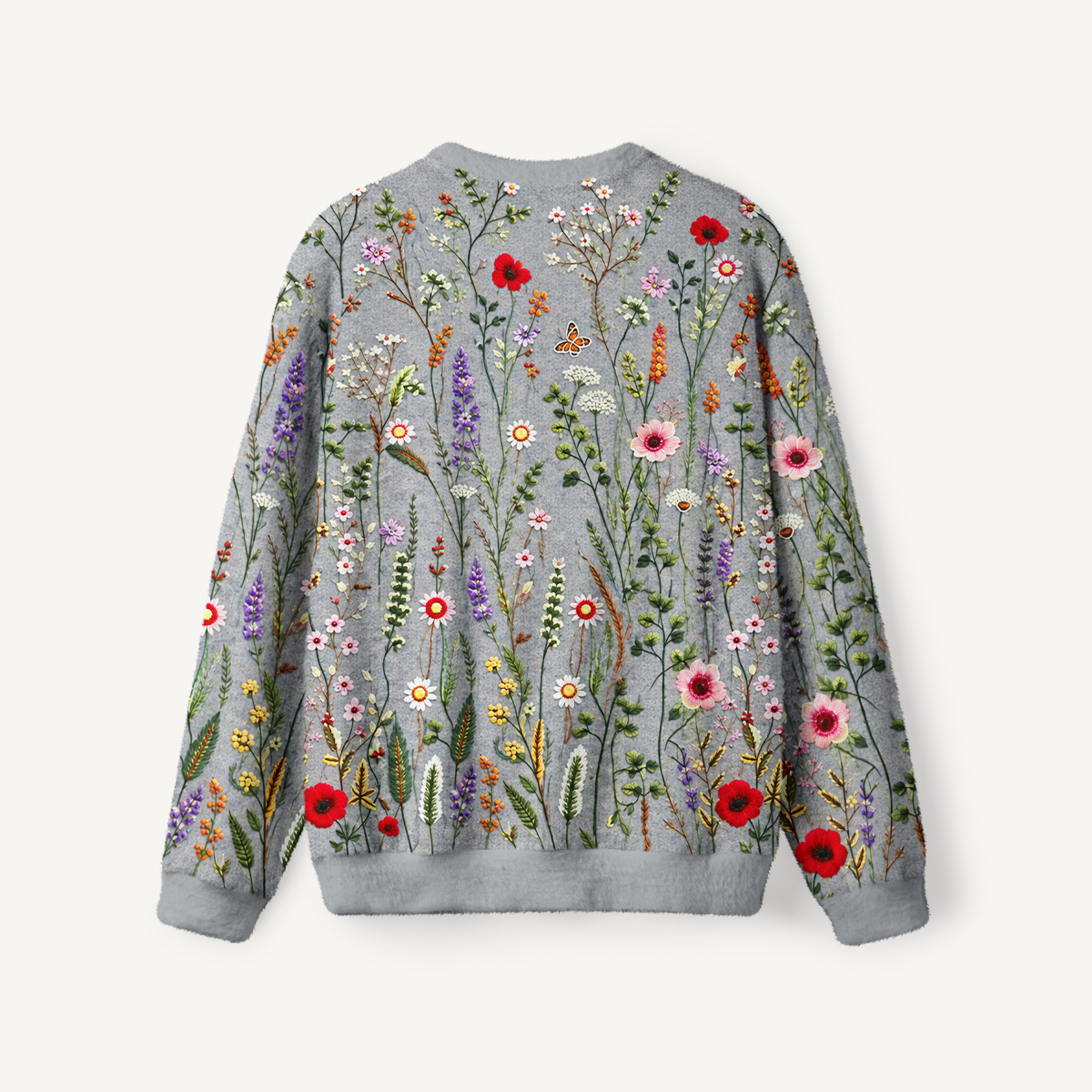 Cottage Garden Wildflower & Butterfly Crewneck Sweater