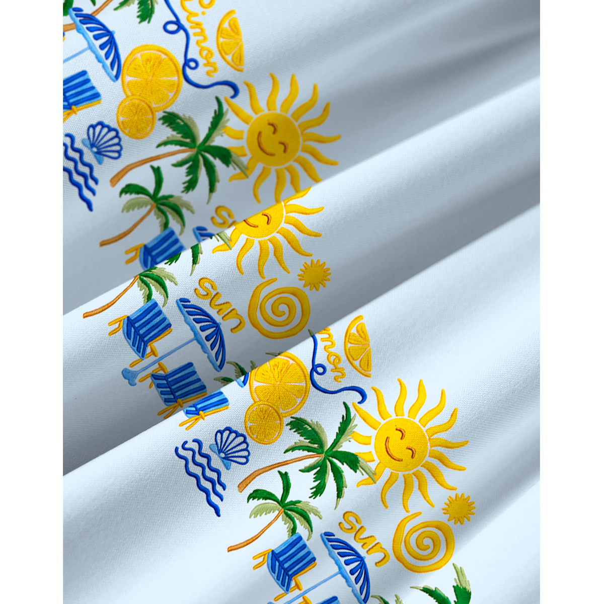 Lemon & Palm Beach Print Spaghetti Strap Mini Dress