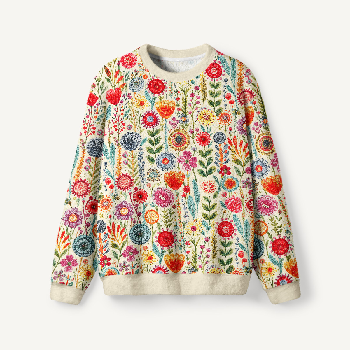 Cottage Garden Colorful Wildflower Crewneck Sweater