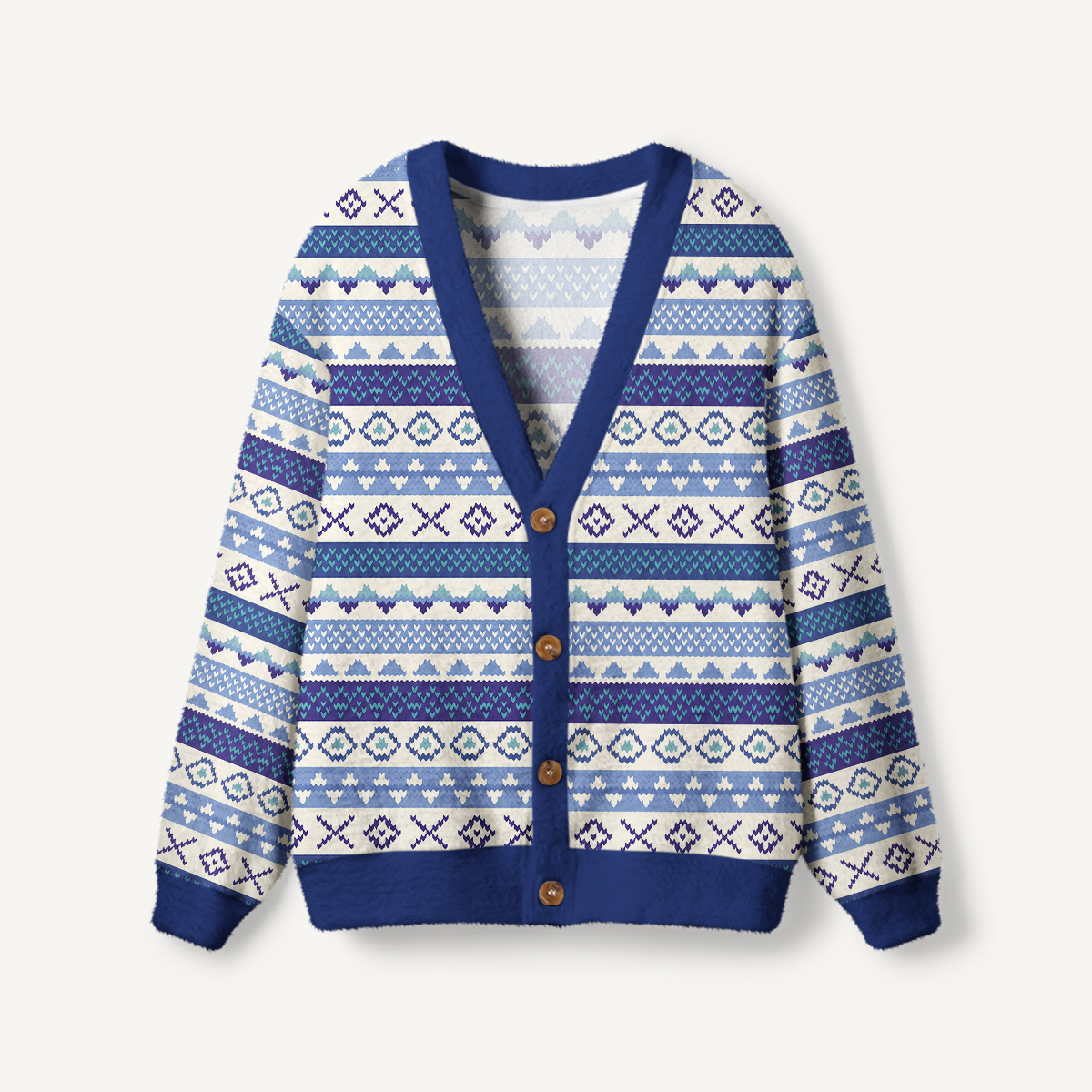 Nordic-Inspired Geometric Stripe Cardigan Sweaters