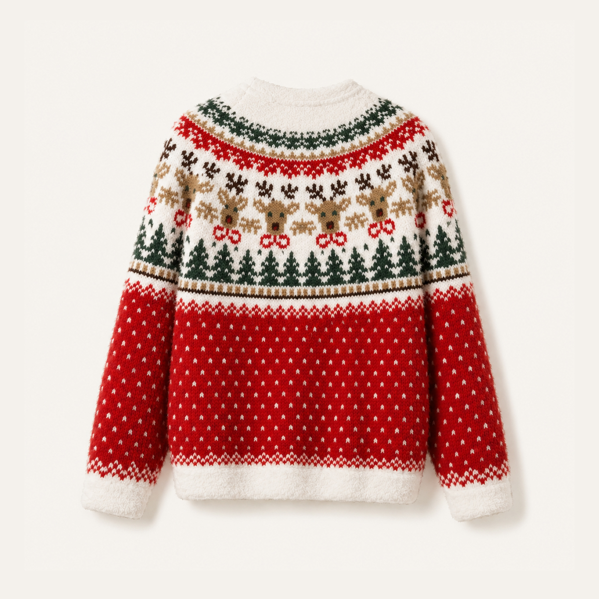 Christmas Reindeer & Pine Tree Crewneck Sweater