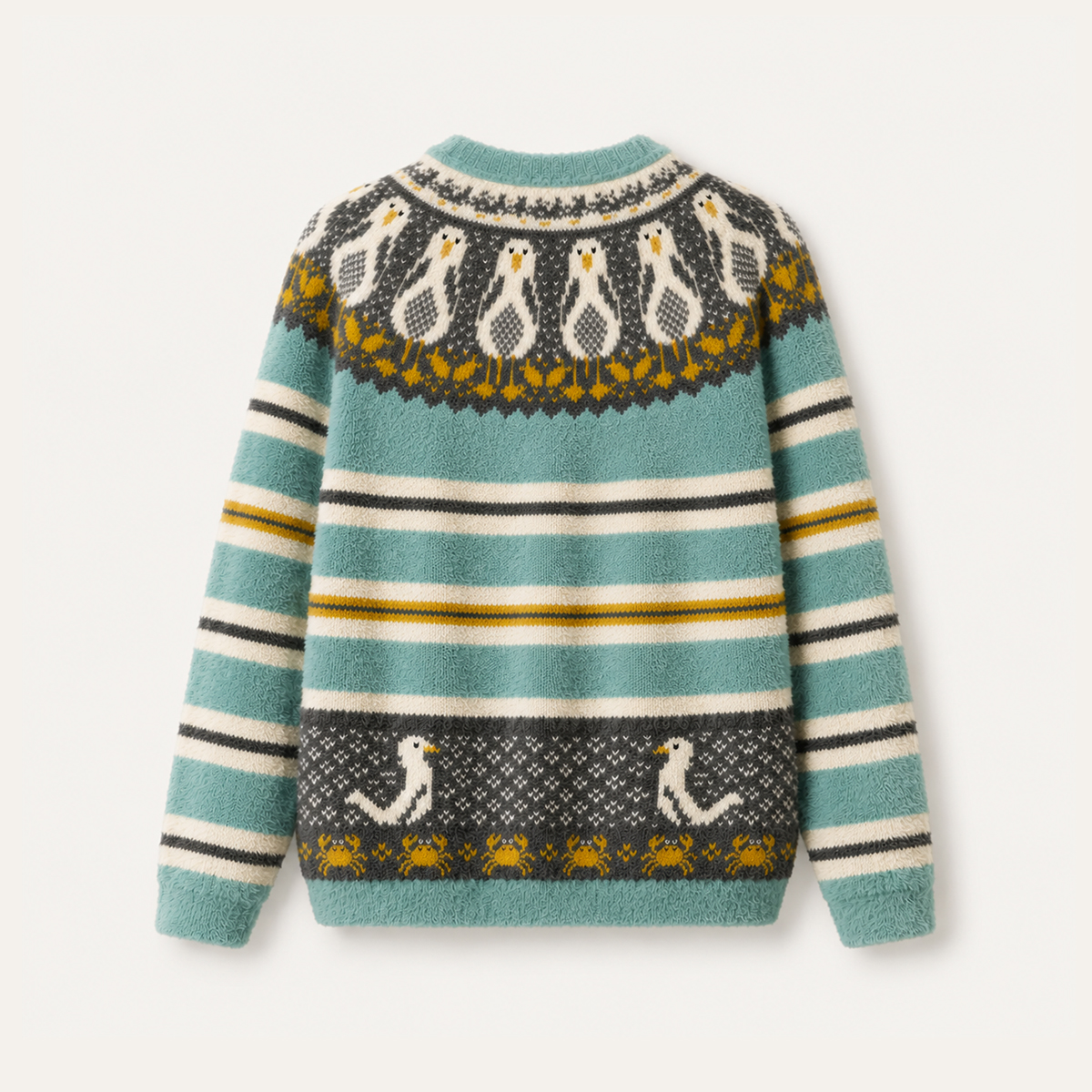 Coastal Seagull & Crab Crewneck Sweater