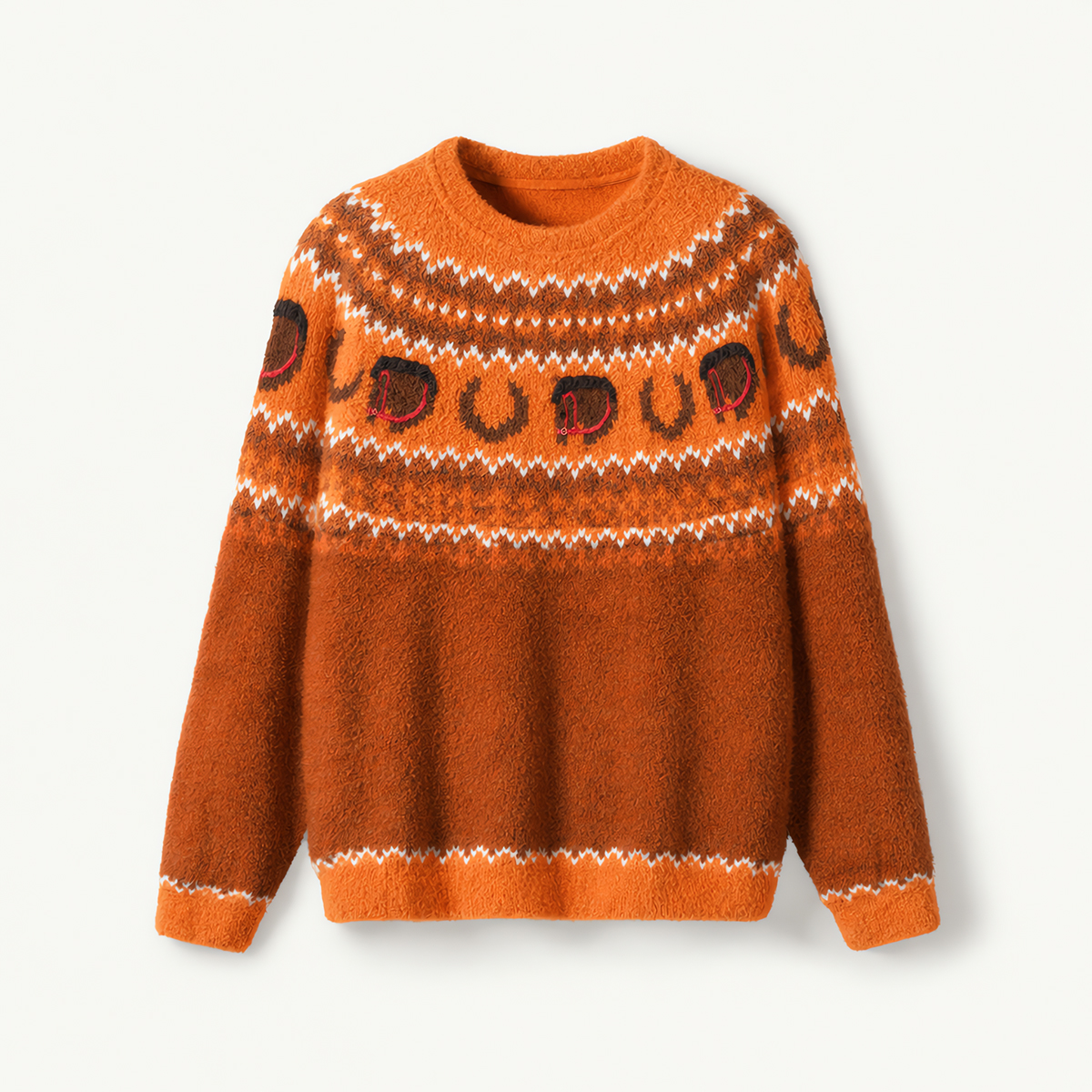 Rustic Western Saddle & Horseshoe Crewneck Sweater