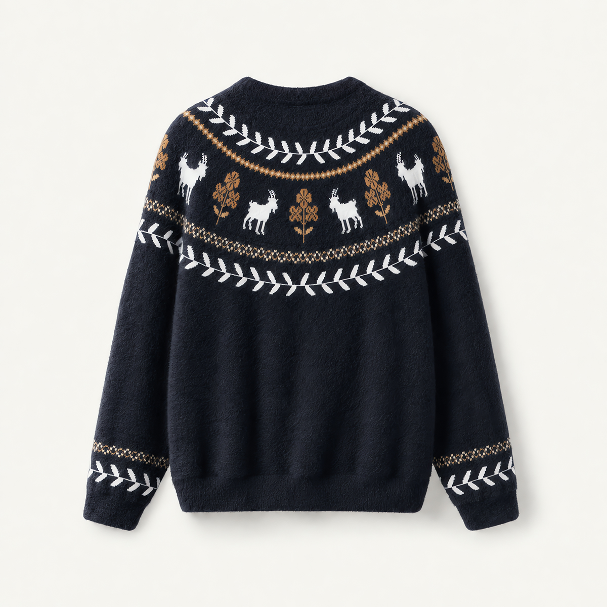 Nordic Woodland Goat & Leaf Crewneck Sweater
